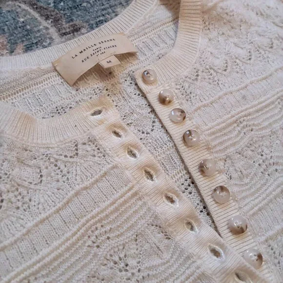 Sezane Lyna Sweater in Ecru sz M 100% merino wool - Picture 7 of 11